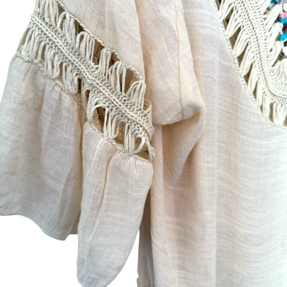 SHEIN Crochet Deep V-Back Tassel Cover Up  Swim Beach Lightweight Bohemian XL - Picture 7 of 9